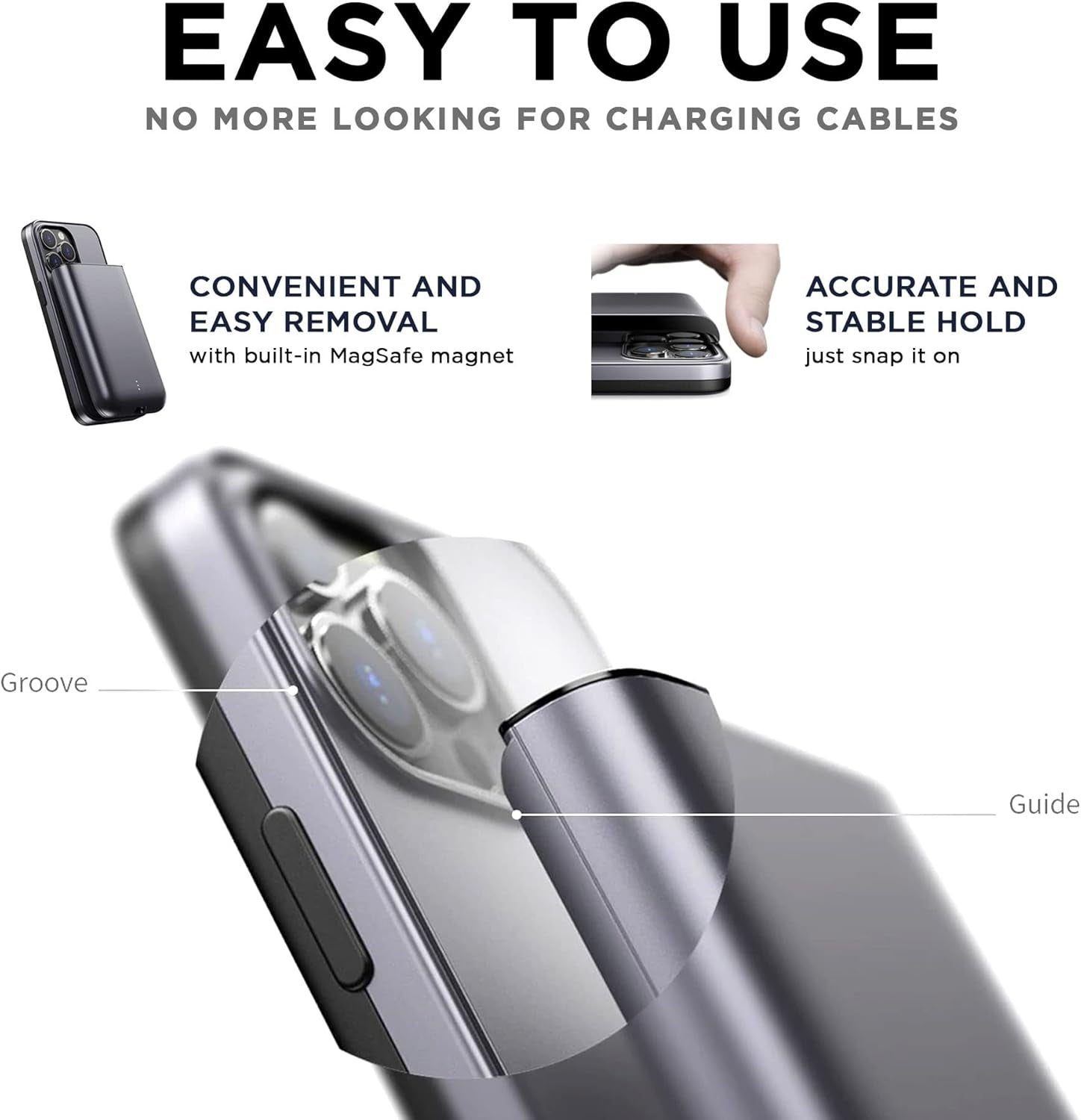 Battery Charging Case for Iphone 11 – Detachable & Magnetic Smart Charger Case for Apple Wireless Charging – Protective Portable Rechargeable Charging Cover Compatible with Iphone - Navy Mint